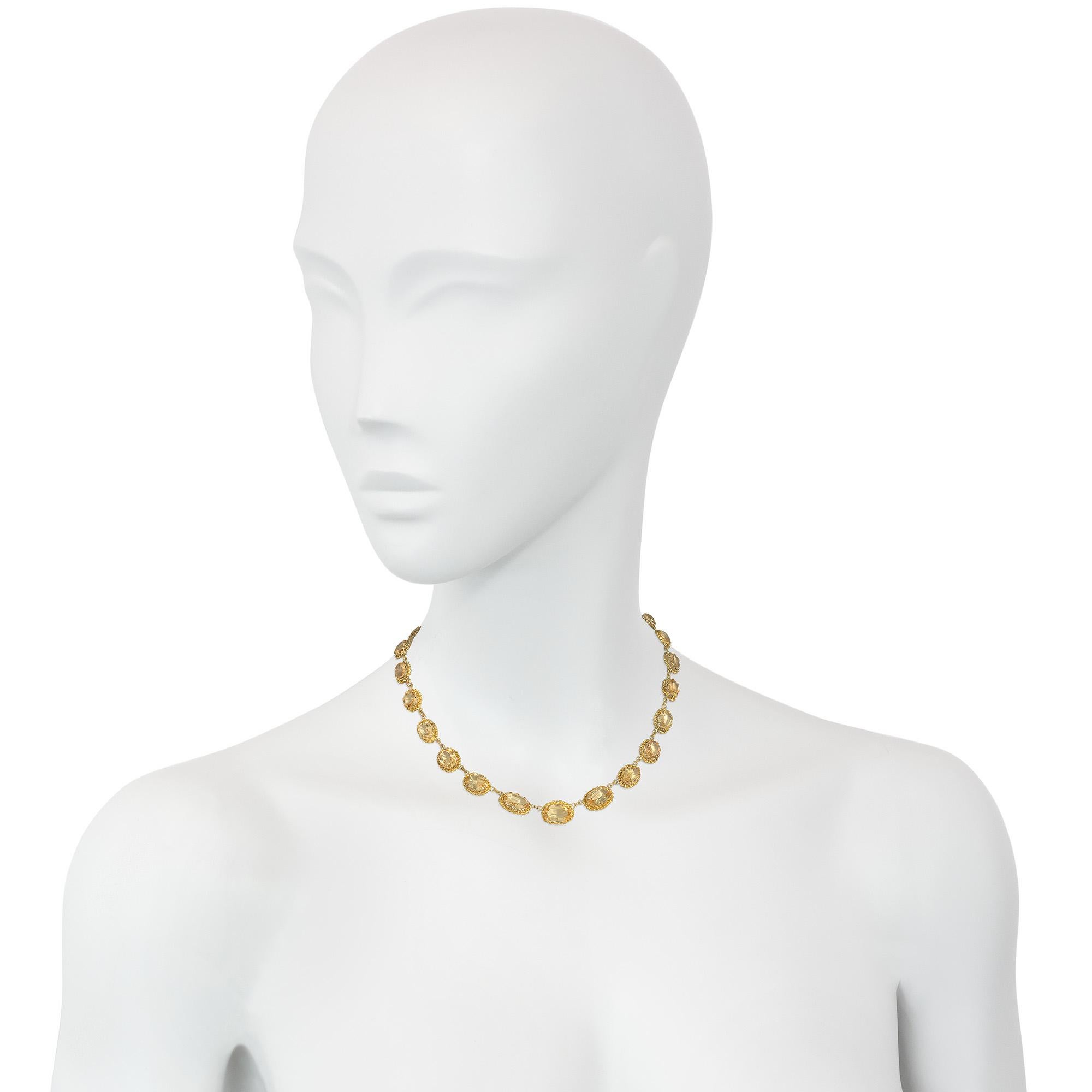 Victorian Gold and Graduated Topaz Rivière Necklace In Good Condition In New York, NY