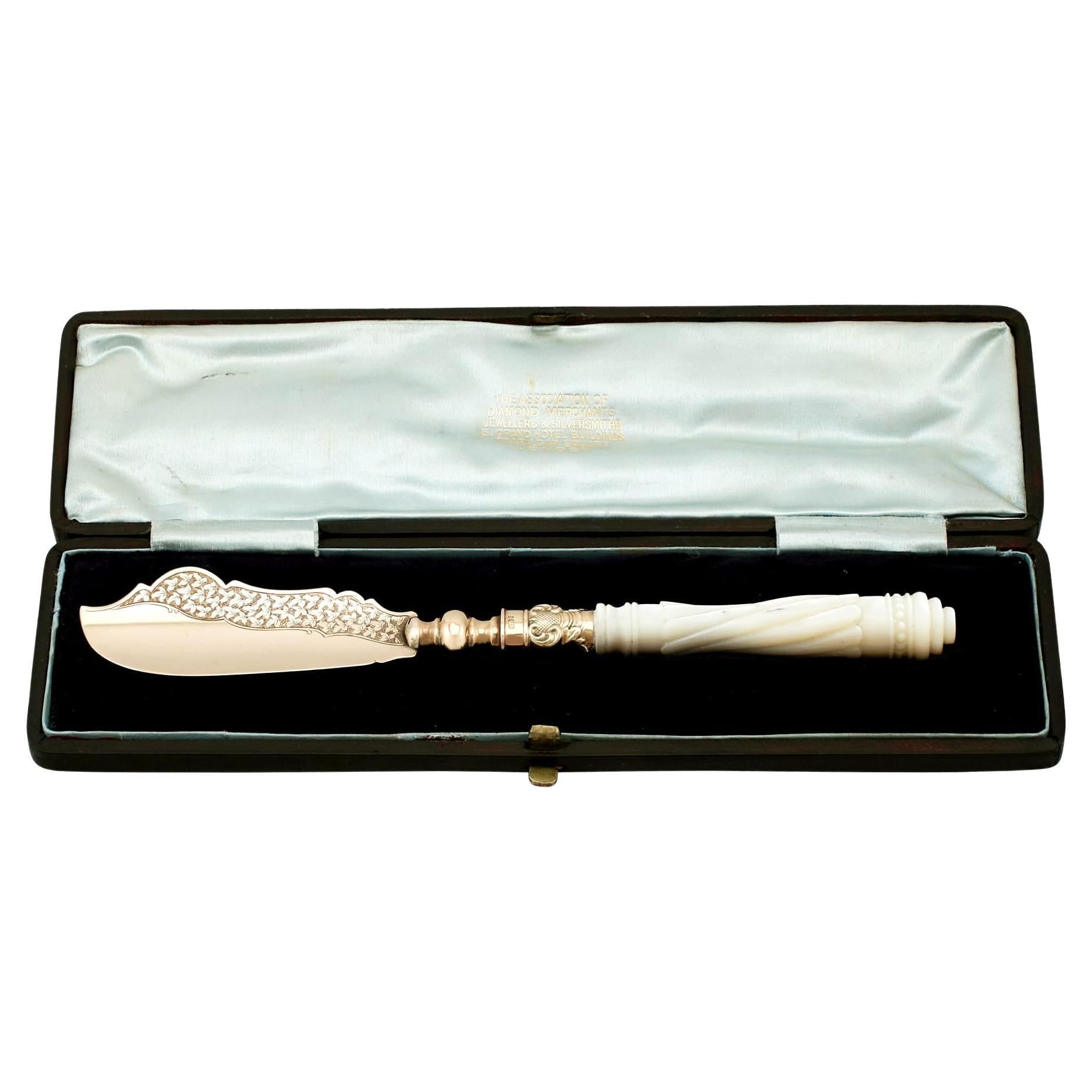 Victorian Gold and Mother of Pearl Handled Butter Knife