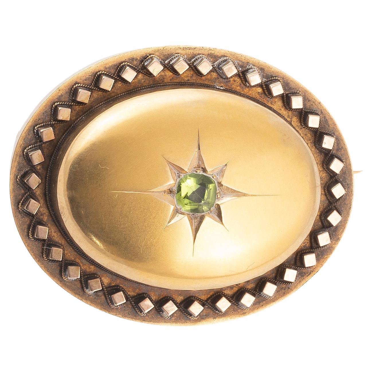 Victorian Gold and Peridot Brooch/Pendant For Sale