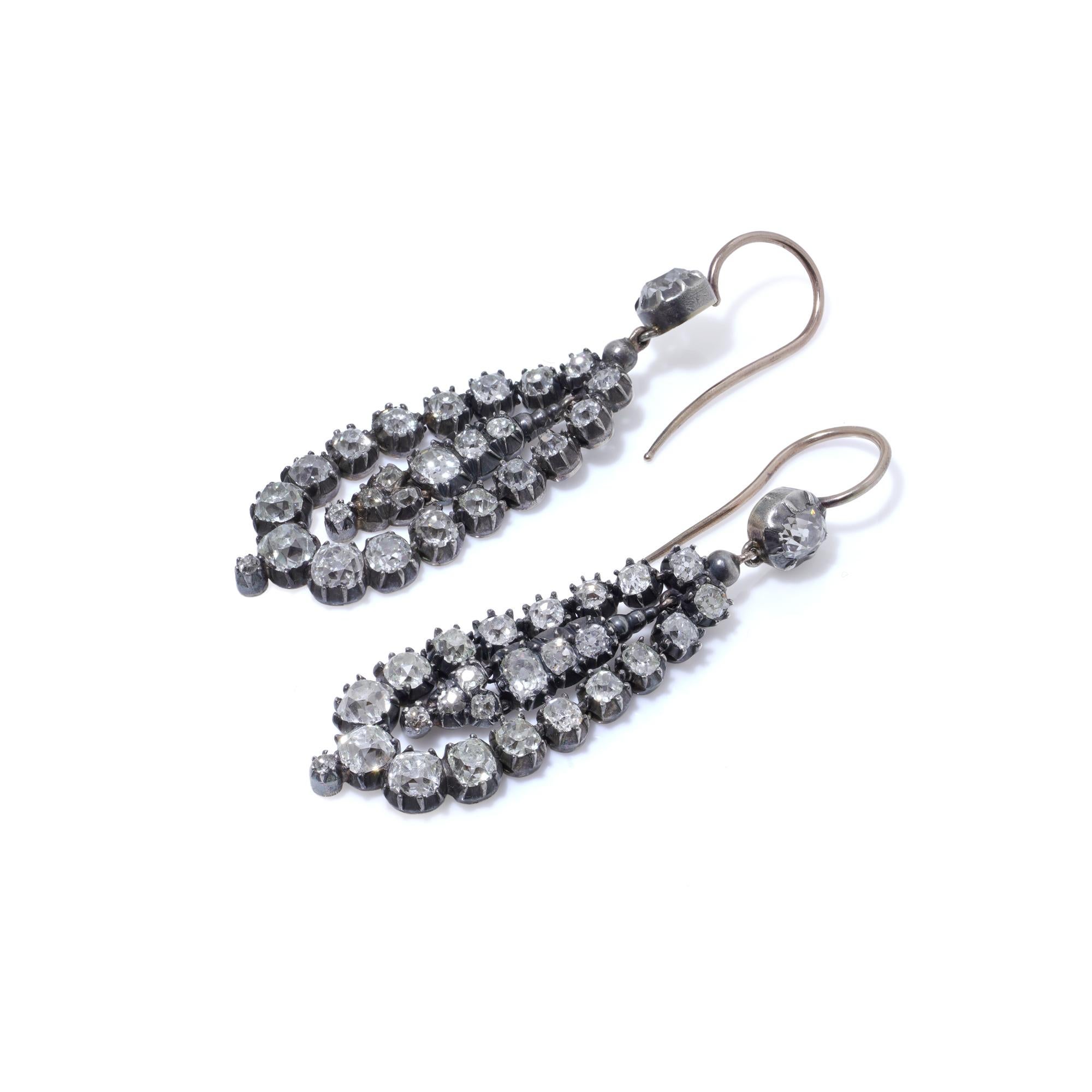 Orecchini vittoriani in oro e argento con diamante In condizioni buone in vendita a Braintree, GB