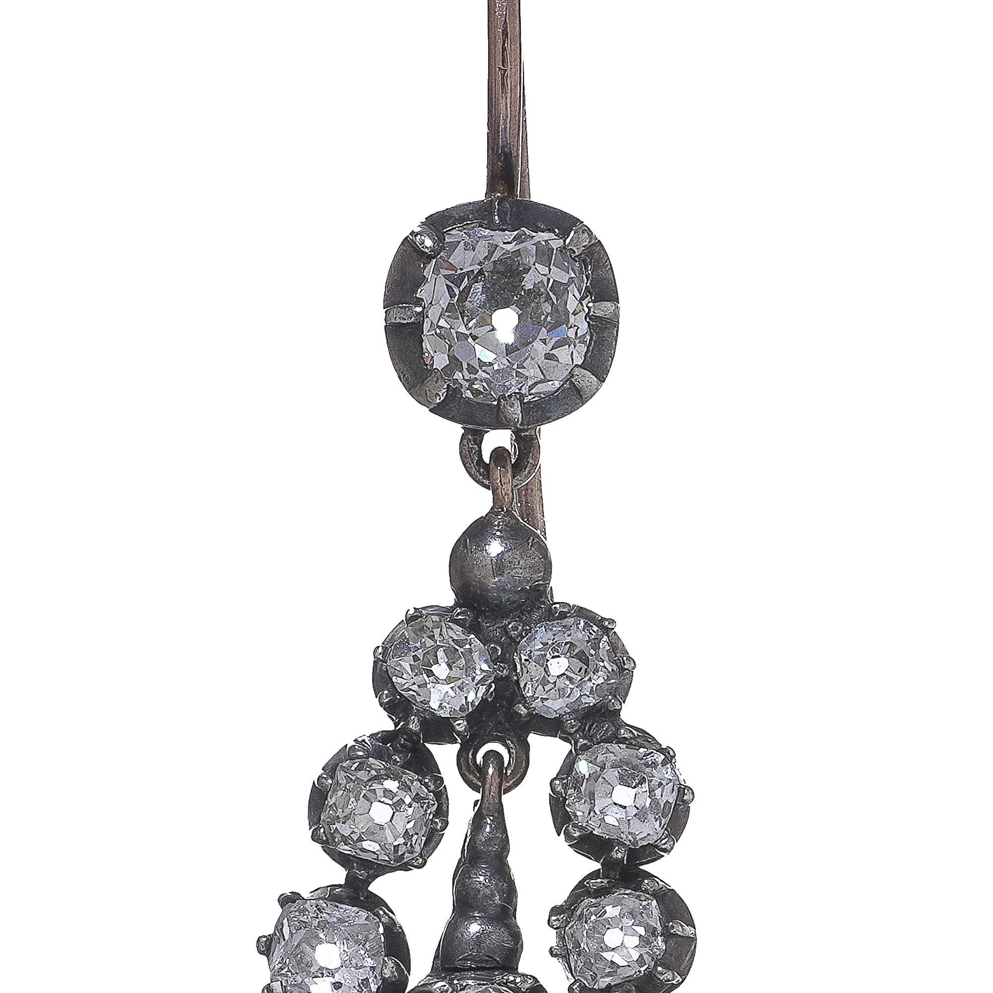 Orecchini vittoriani in oro e argento con diamante in vendita 1