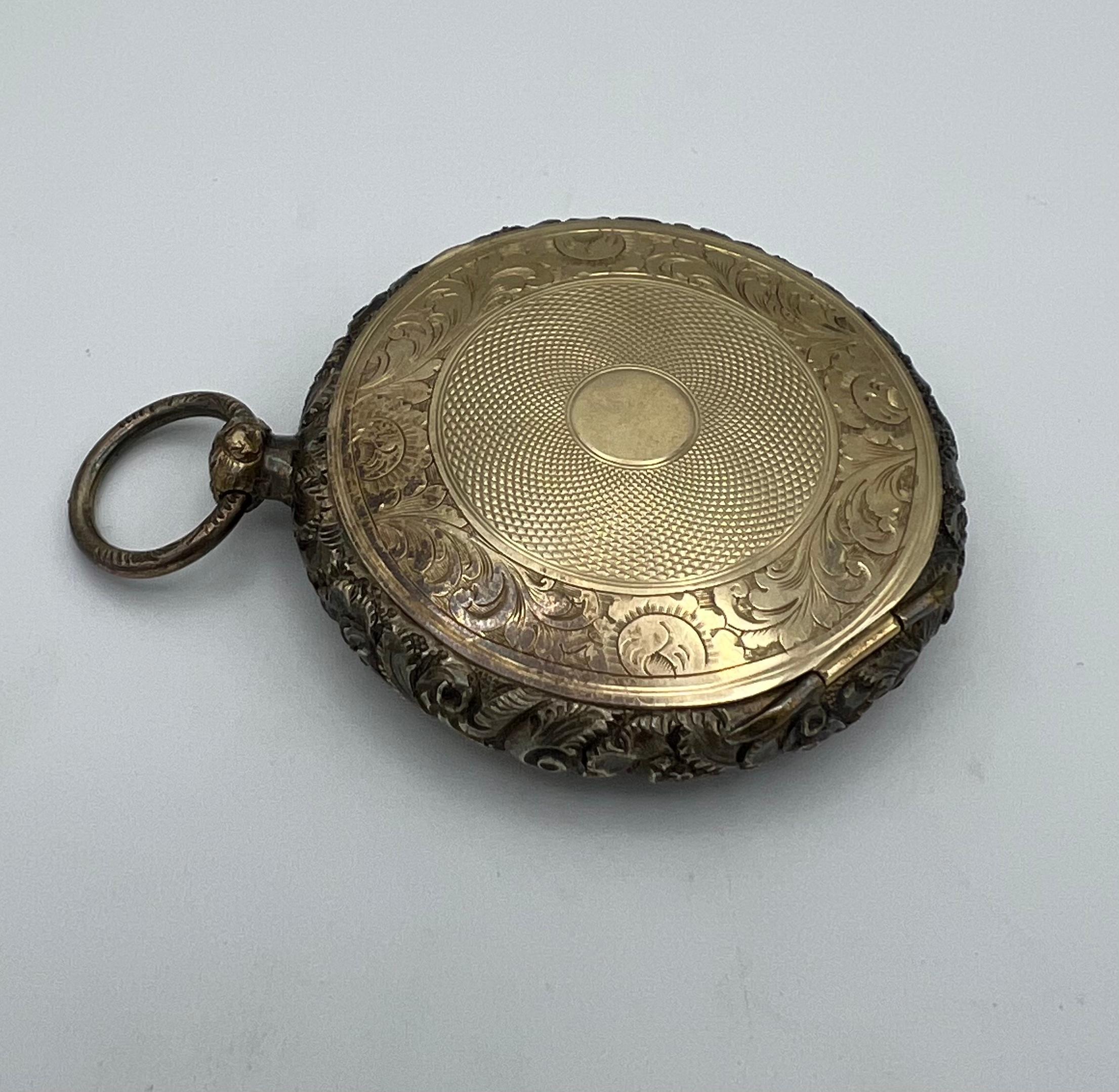 Women's or Men's Victorian Gold and Silver Pill Box Locket Pendant For Sale