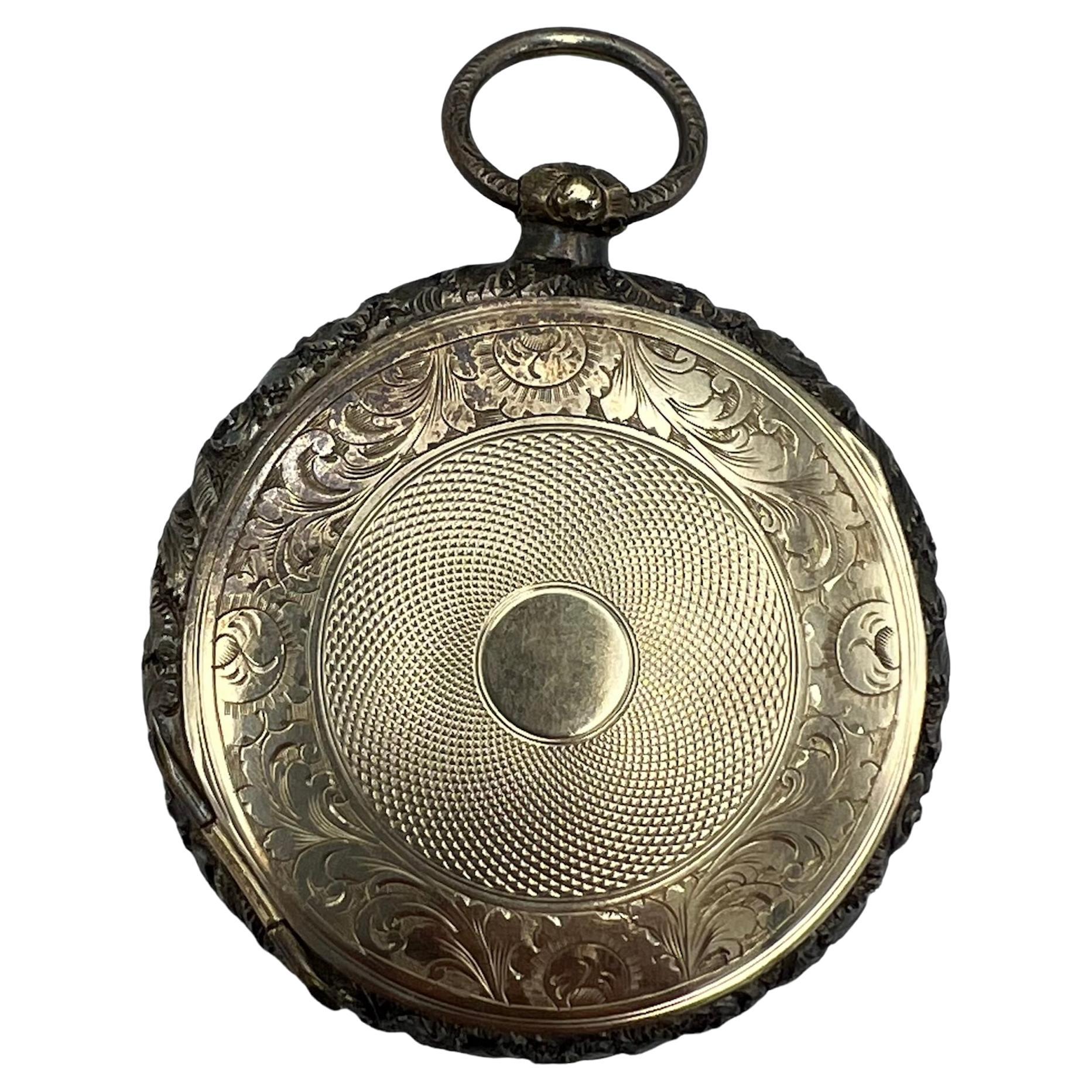 Viktorianisches Medaillon aus Gold und Silber mit Pillbox-Anhänger