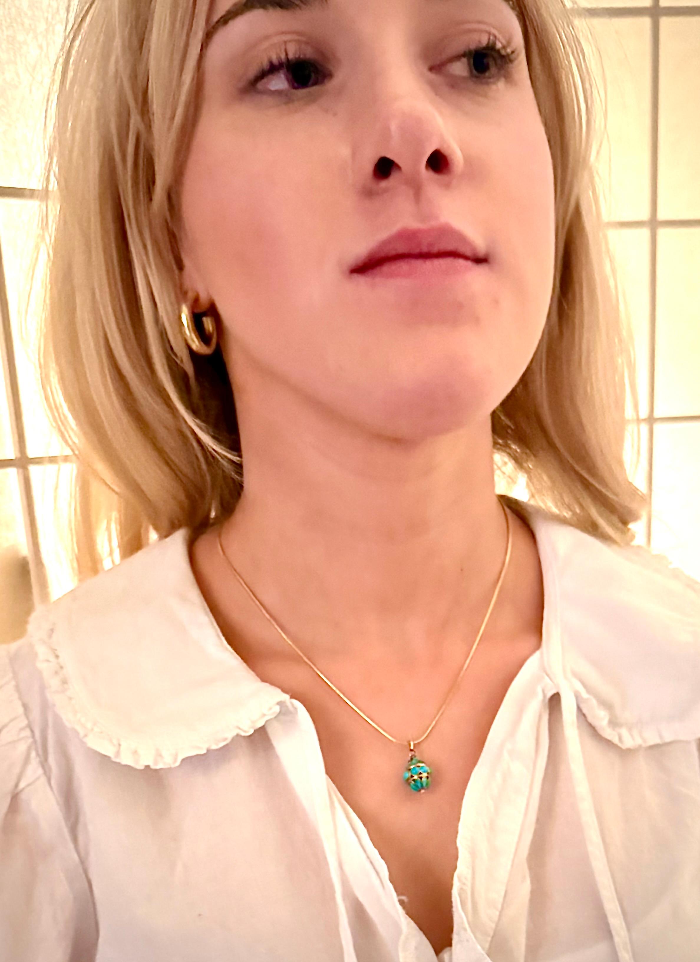 Viktorianischer Gold- und Türkis-Anhänger im Angebot 6