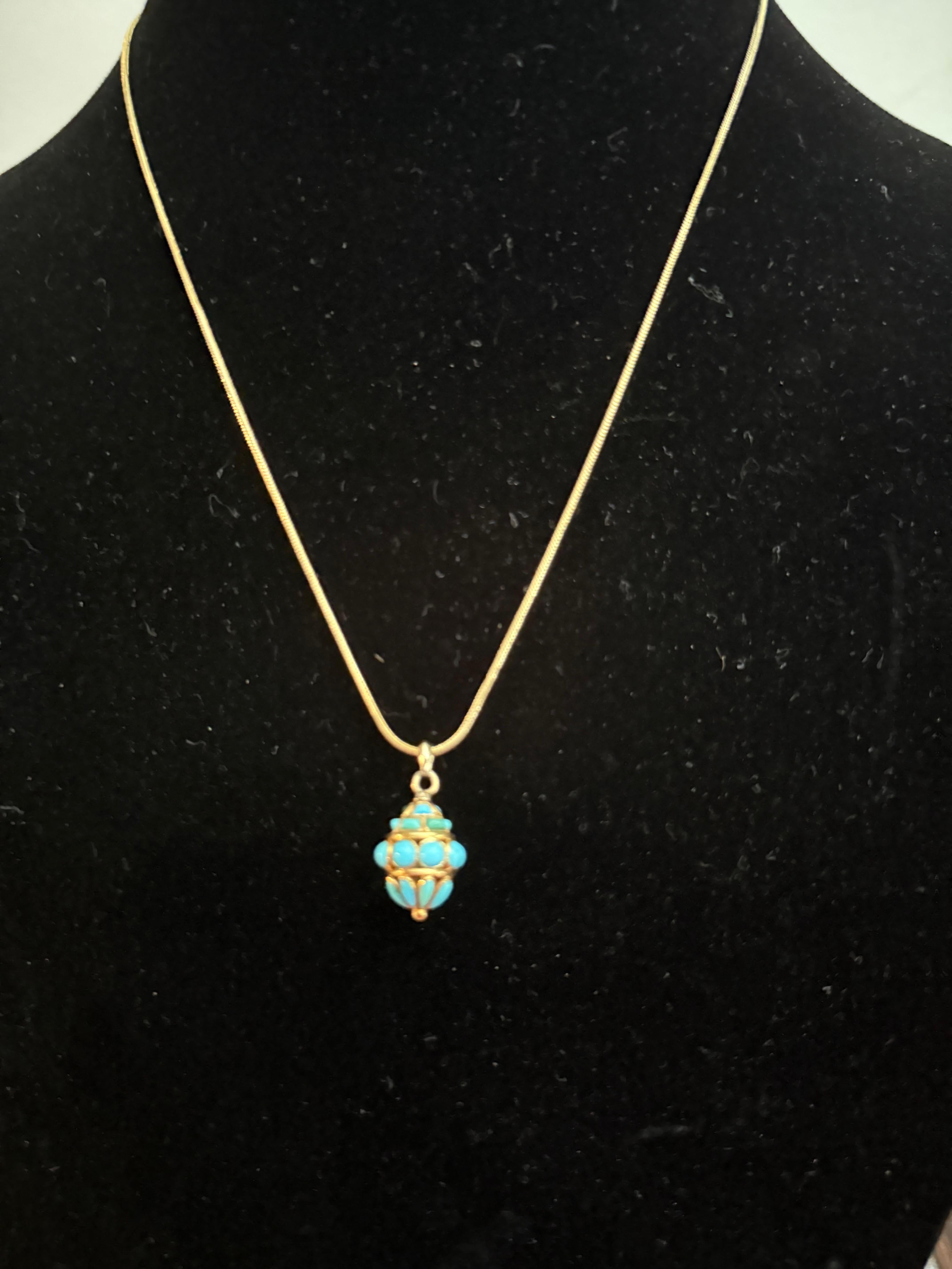 Viktorianischer Gold- und Türkis-Anhänger (Hochviktorianisch) im Angebot