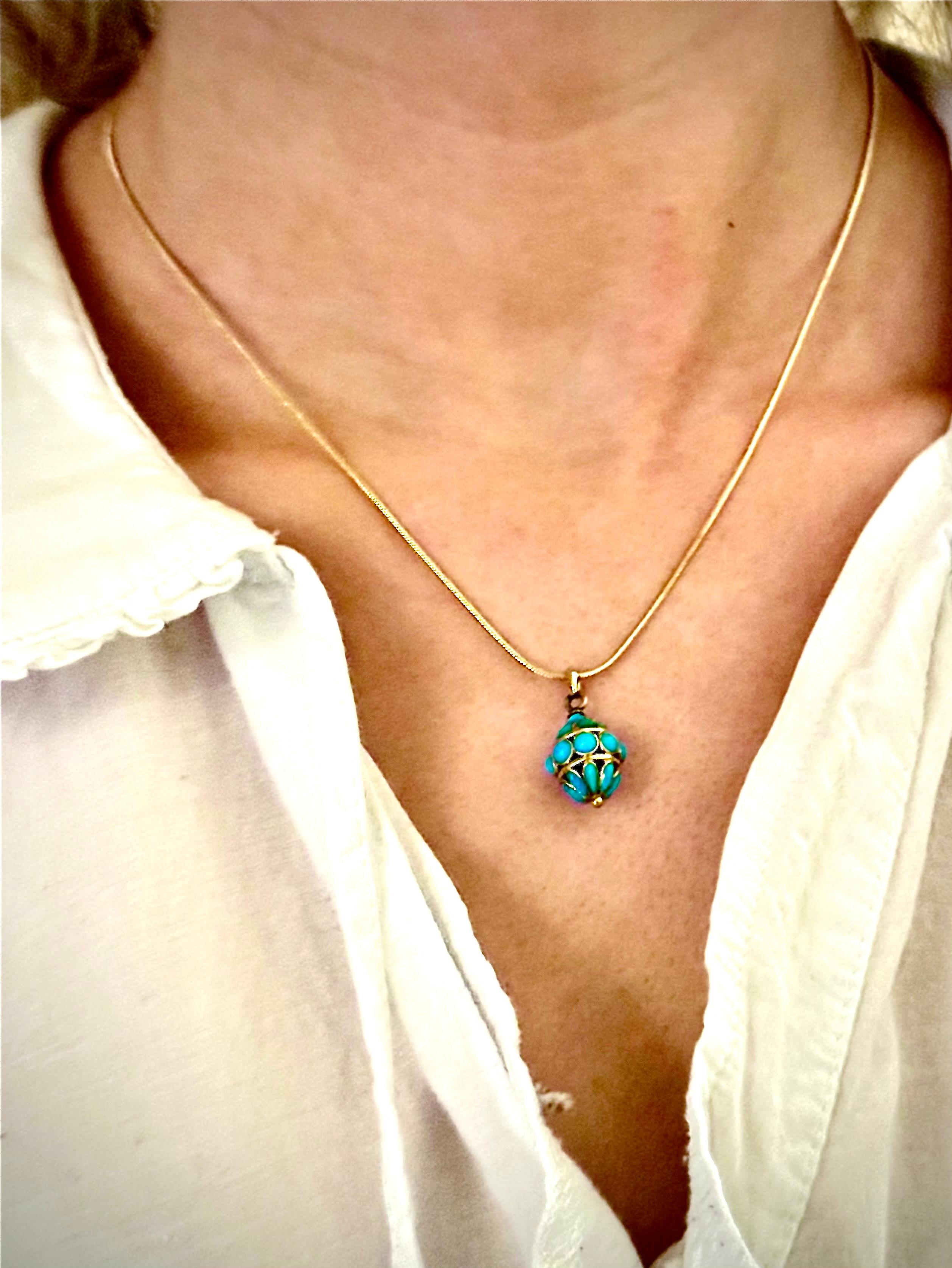 Viktorianischer Gold- und Türkis-Anhänger im Angebot 1