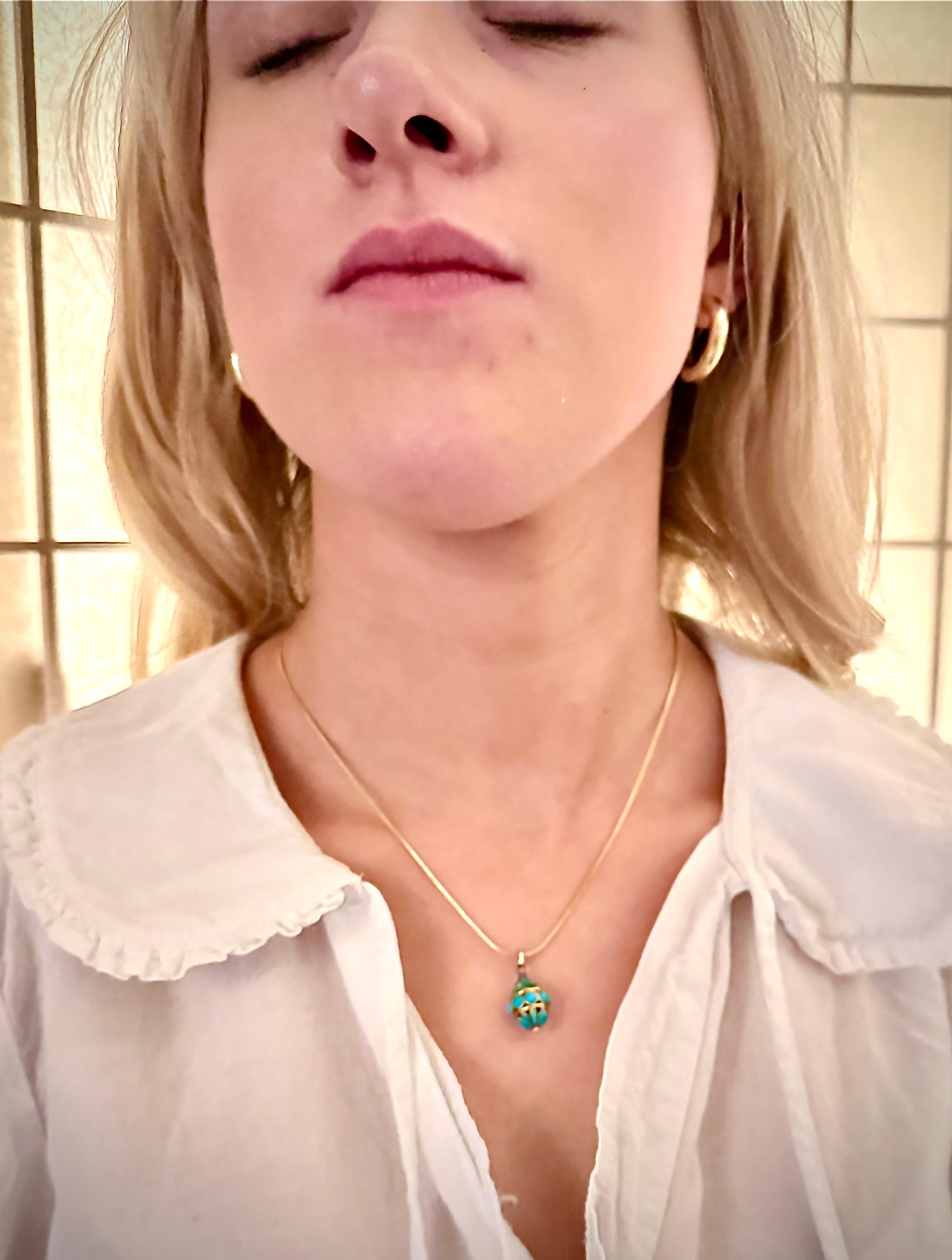 Viktorianischer Gold- und Türkis-Anhänger im Angebot 2