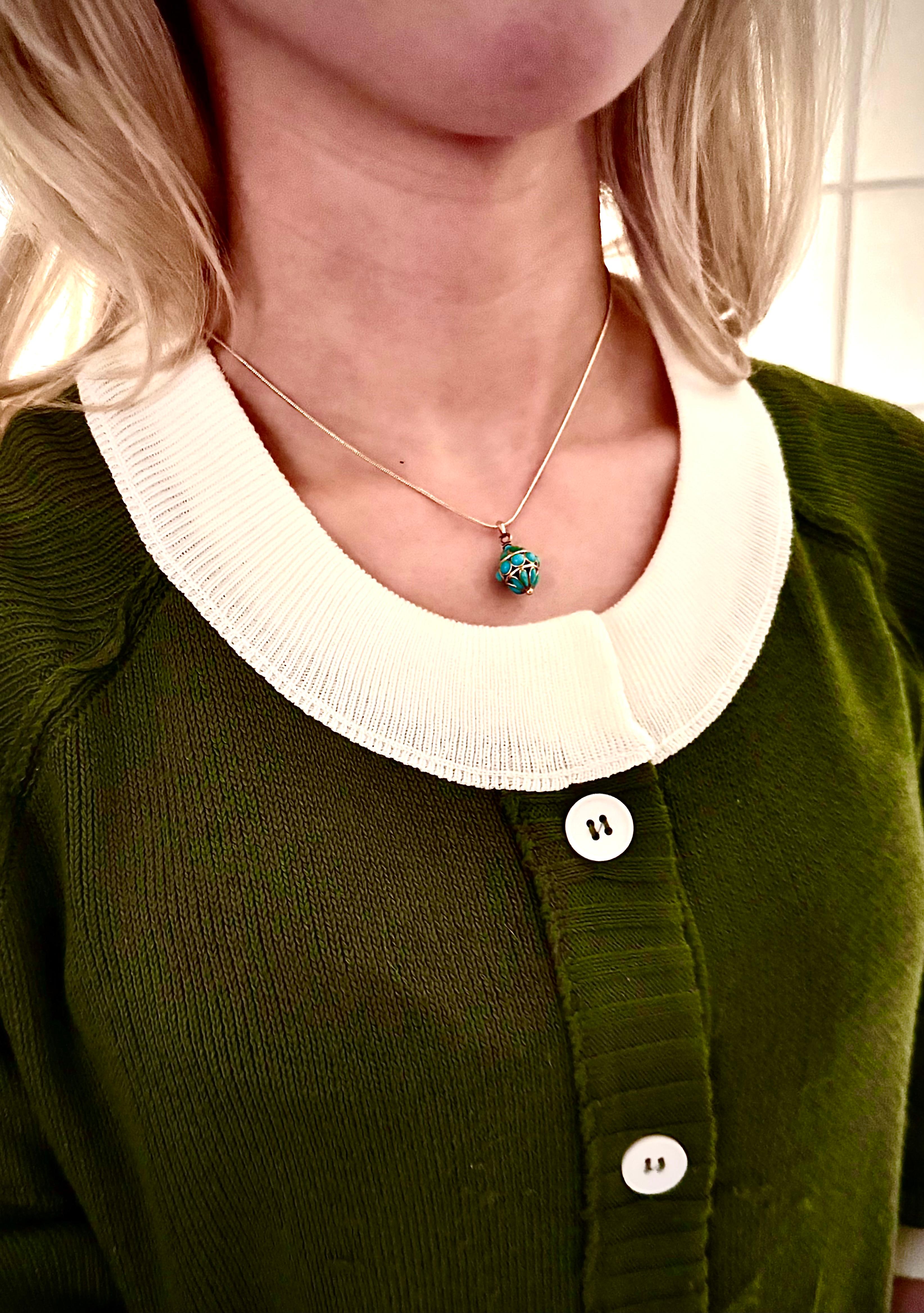 Viktorianischer Gold- und Türkis-Anhänger im Angebot 3