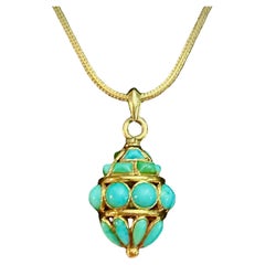 Pendentif victorien en or et turquoise