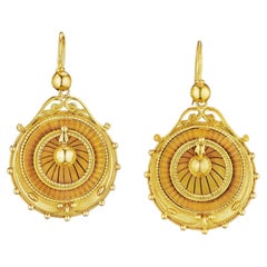 Victorian Gold Beaded Decorated Drop Earrings