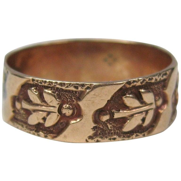 Women's or Men's Victorian 14 Karat Gold Buckle Ring For Sale