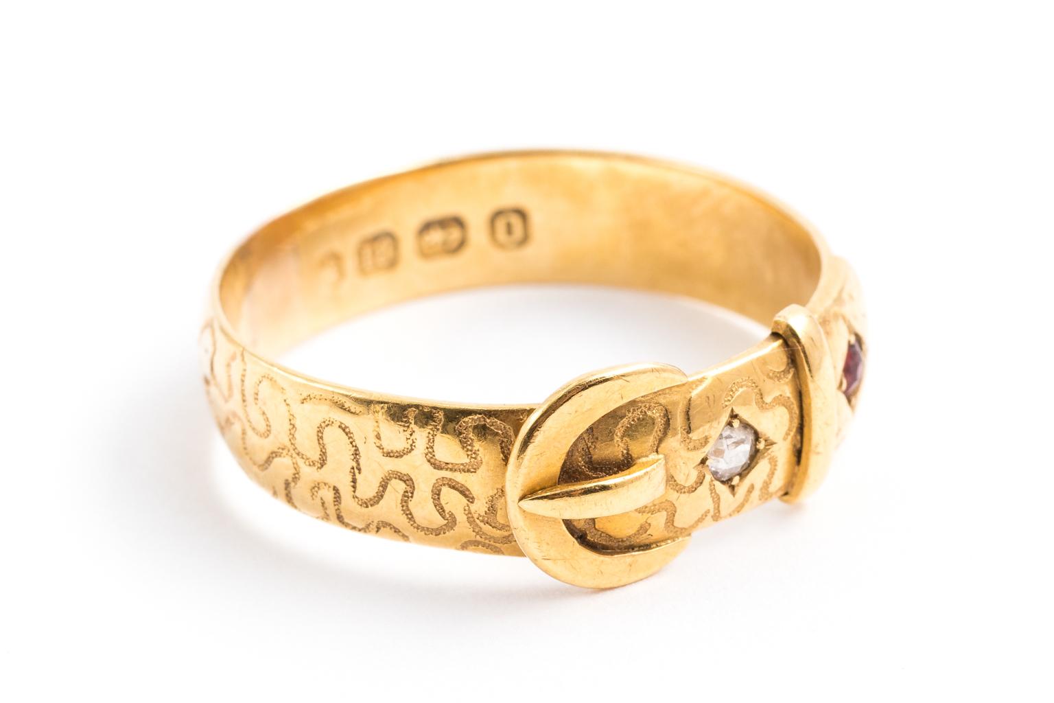 Women's Victorian Gold Buckle Ring For Sale