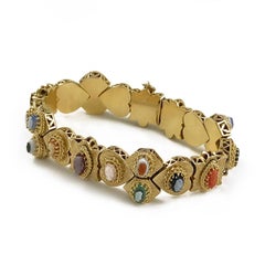 Victorian Revival 14 Karat Gold Cameo Slide Bracelet