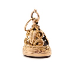 Victorian Gold Carnelian Locket Fob Charm Pendant