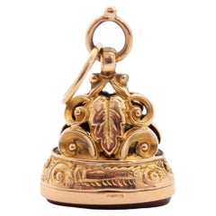 Victorian Gold Carnelian Locket Fob Charm Pendant