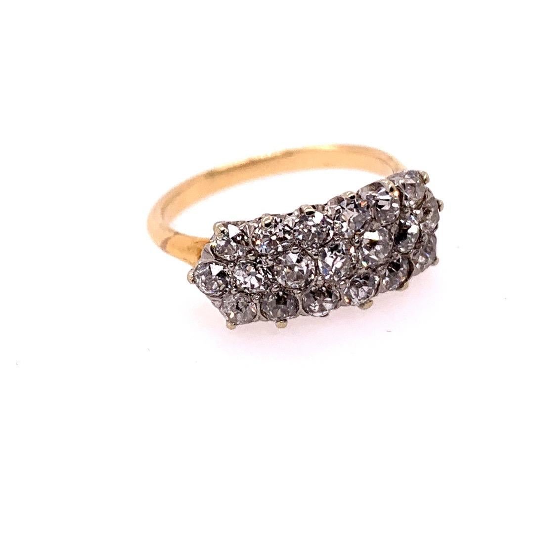 Victorian Gold Cocktail 1.75 Carat Ring Natural Old European Diamond, circa 1910 For Sale 1