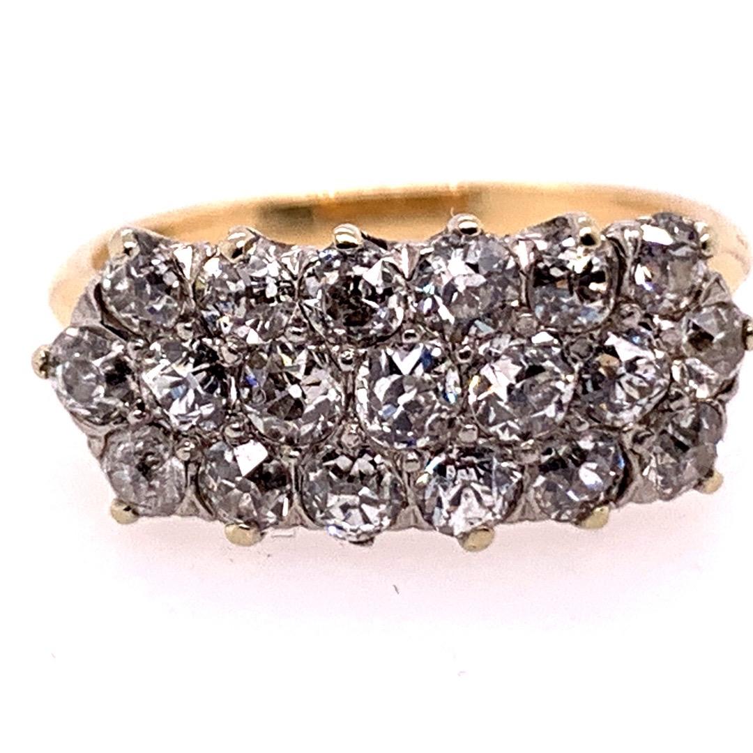 Victorian Gold Cocktail 1.75 Carat Ring Natural Old European Diamond, circa 1910 For Sale 2