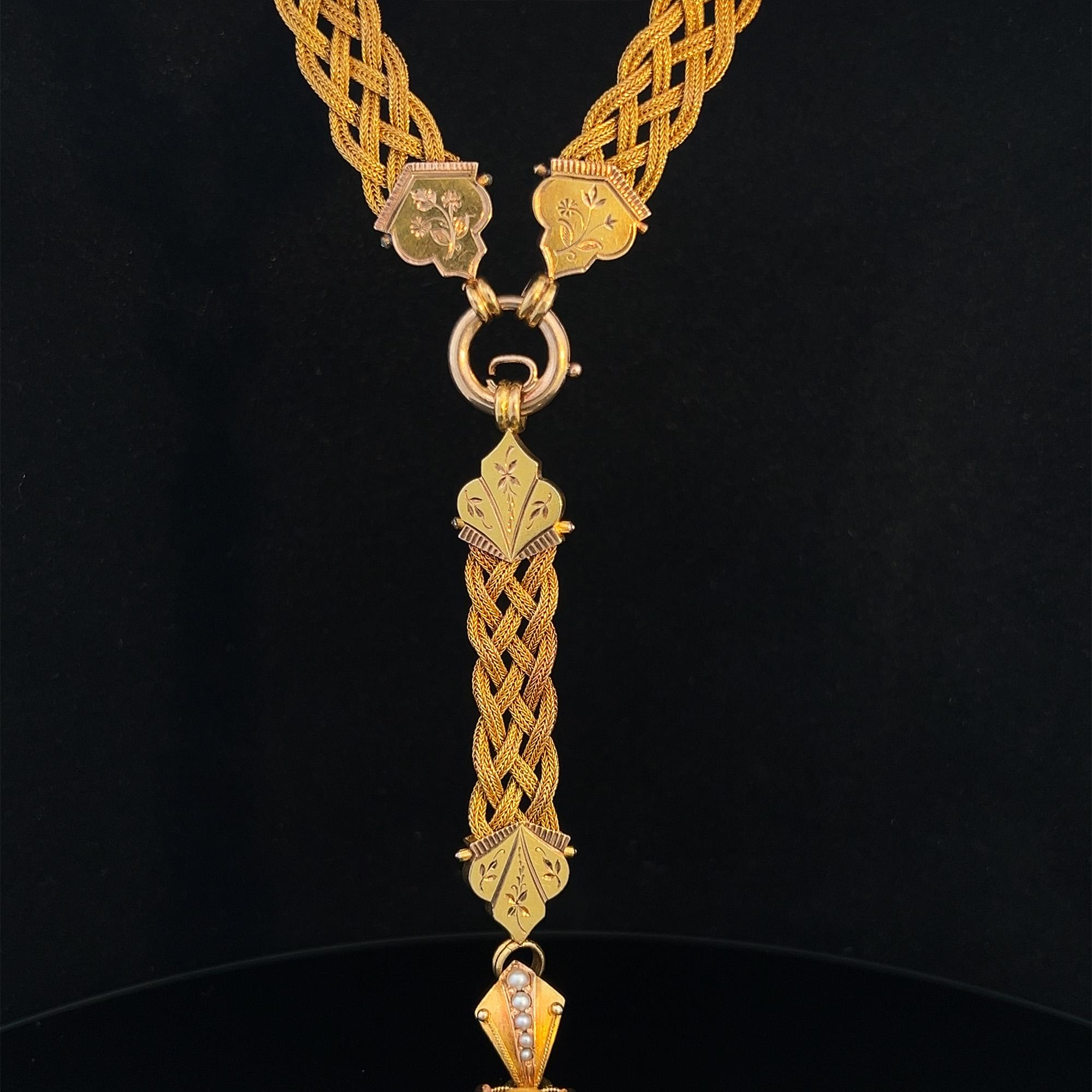 Women's or Men's Victorian Gold Collar & Locket Circa 1875-85