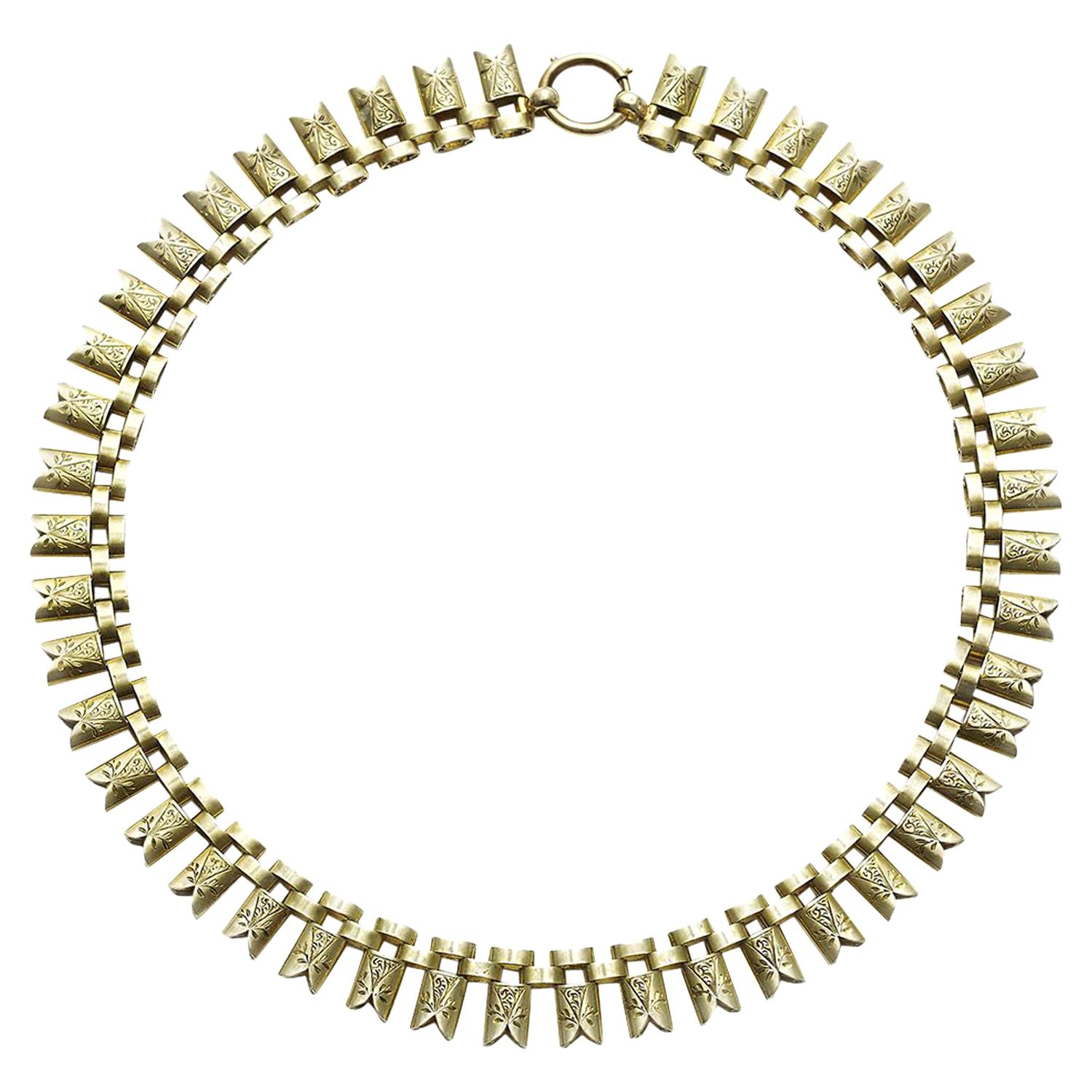 Victorian Gold Collar Necklace, circa 1875 at 1stDibs