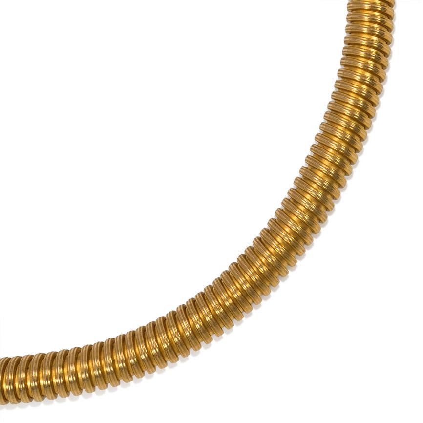 An antique gold gaspipe necklace, in 15k.  England