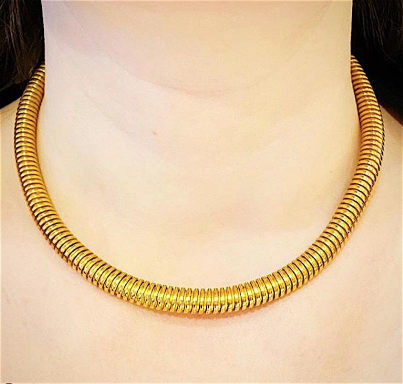 Women's or Men's Victorian Gold Collar Necklace of Gaspipe Design