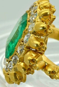 Victorian Gold Diamond and Emerald Memento Mori Ring