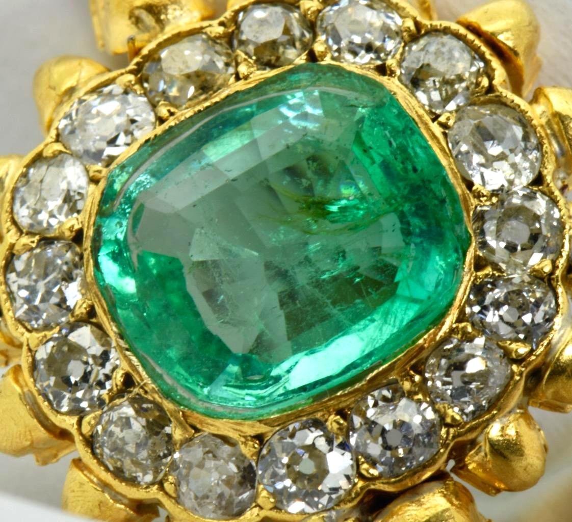 Victorian Gold Diamond and Emerald Memento Mori Ring In Excellent Condition For Sale In Sofia , BG