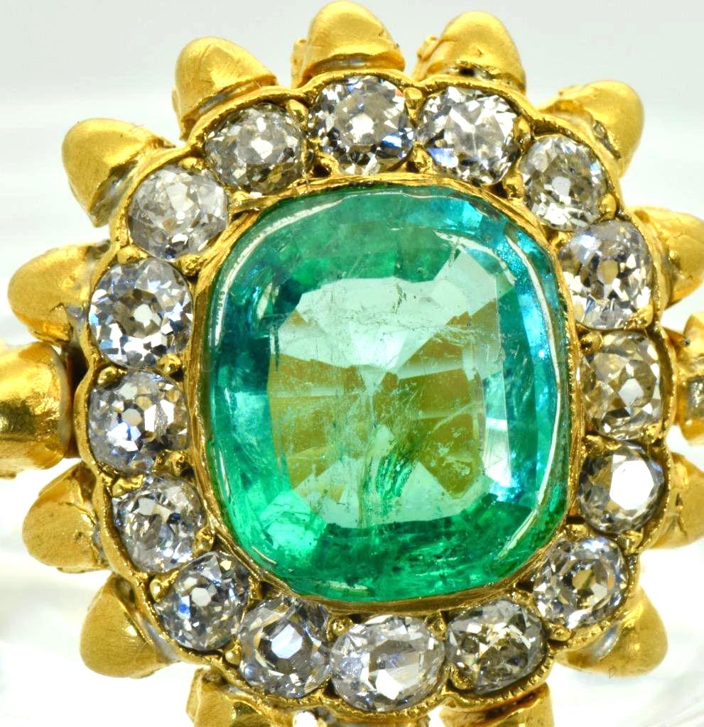 Victorian Gold Diamond and Emerald Memento Mori Ring For Sale 1
