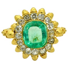 Victorian Gold Diamond and Emerald Memento Mori Ring