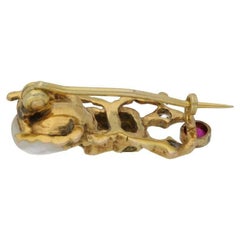 Victorian Gold Diamond Ruby Beetle Brooch