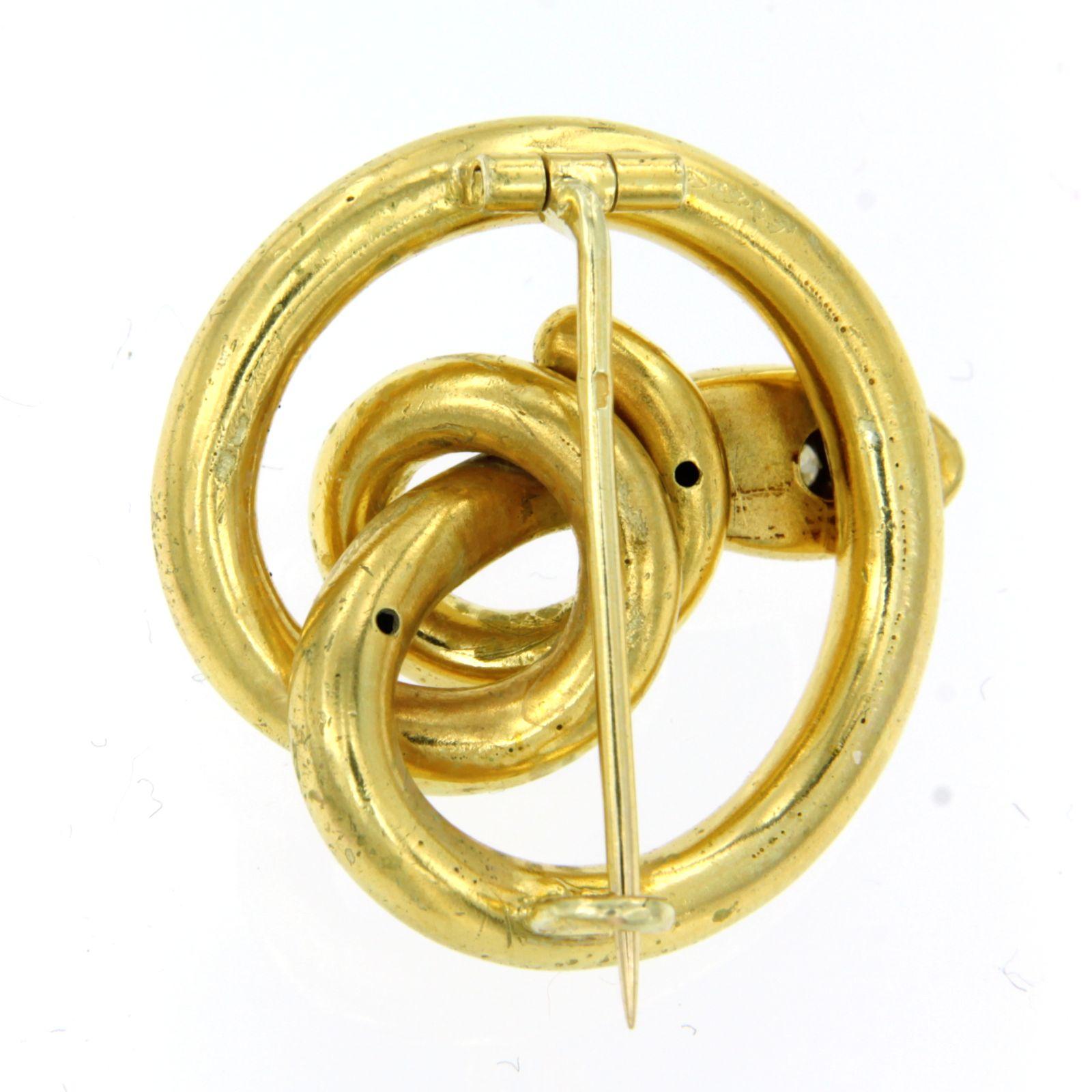 Victorian Gold Diamond Sapphire Snake Brooch 14k yellow gold In Excellent Condition For Sale In The Hague, ZH