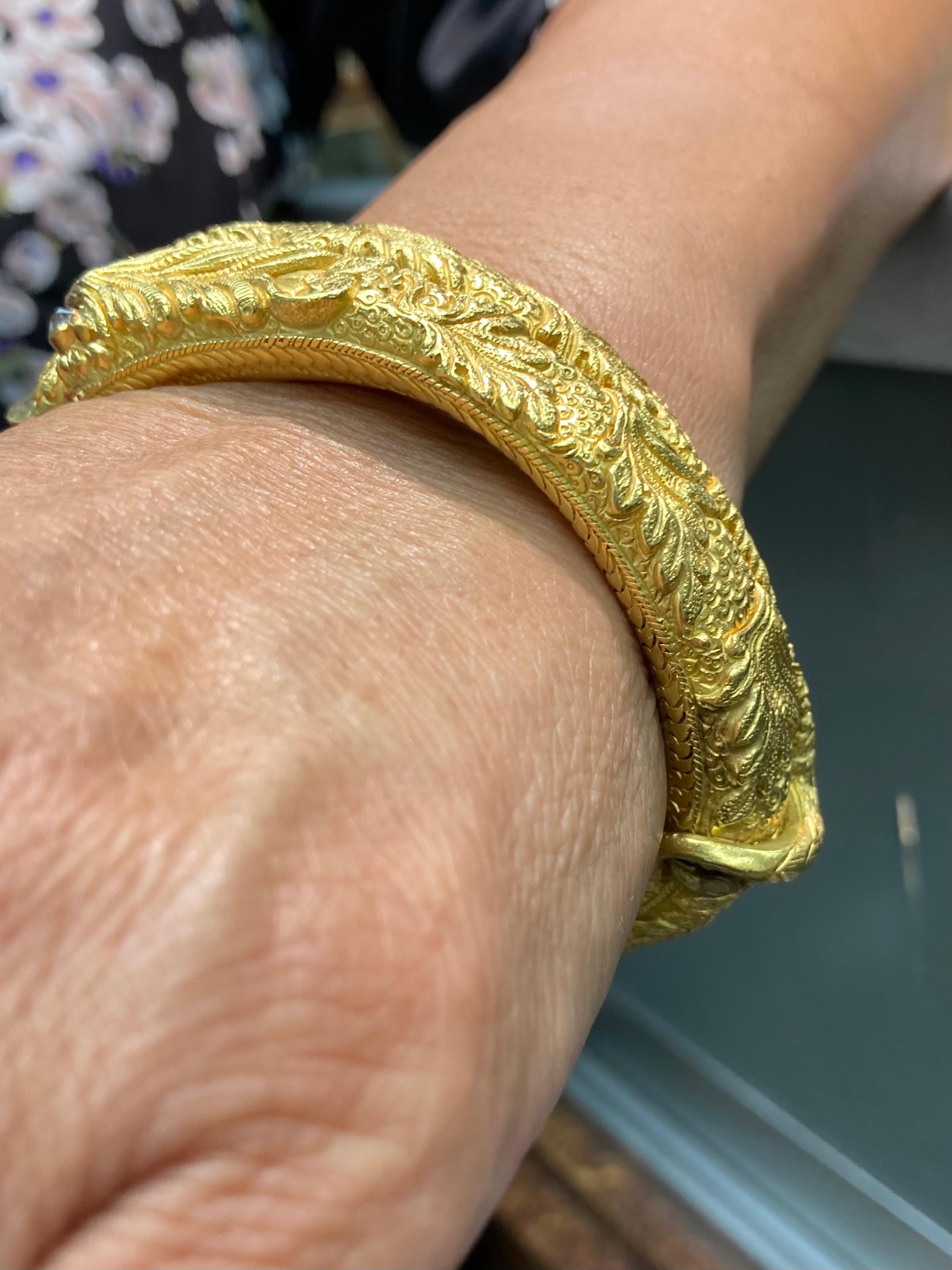 Victorian Gold Diamond Snake Bangle Bracelet 1