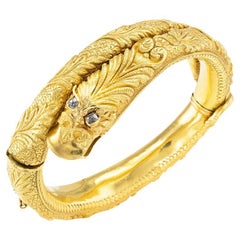 Antique Victorian Gold Diamond Snake Bangle Bracelet