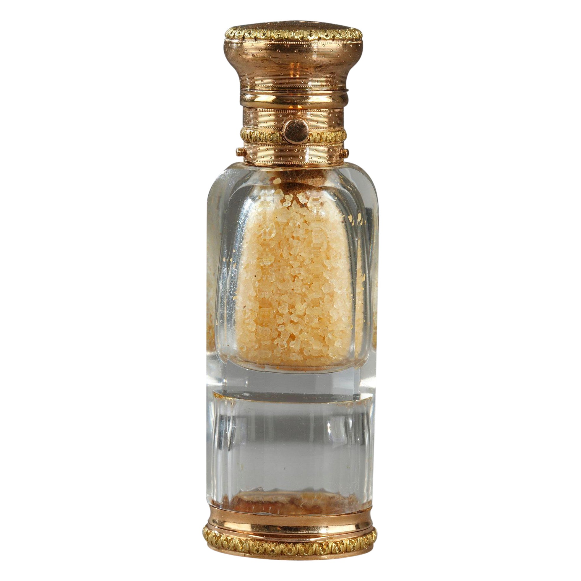 Bouteille à parfum victorienne en cristal à double extrémité en or