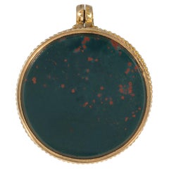 Antique Victorian Gold Double Sided Locket Pendant with Bloodstone and Carved Carnelian