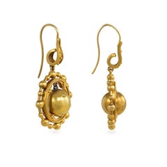 Victorian Gold Earrings with Articulated Bead Pendants