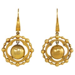 Victorian Gold Earrings with Articulated Bead Pendants