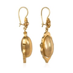 Victorian Gold Earrings with Scalloped Design and Oblong Pendants