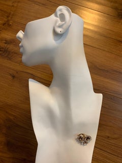 Victorian Gold Enamel Flower Brooche 0.12 Carat Natural Euro Diamond, circa 1920