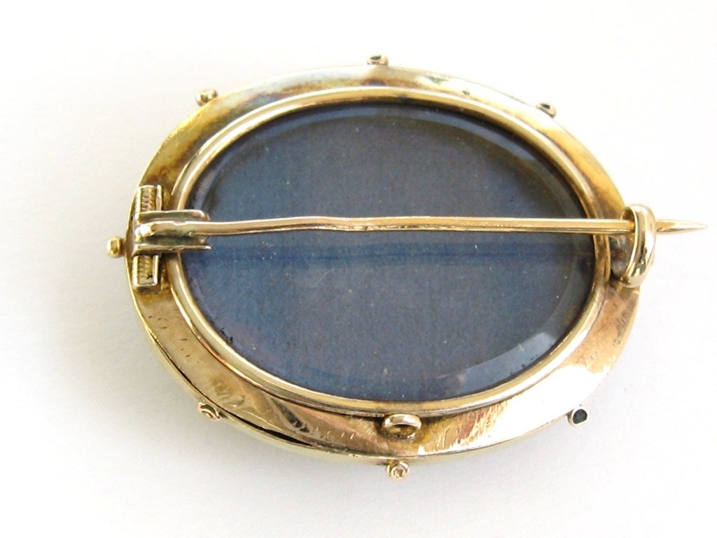 Victorian Gold & Enamel Mourning Hair Locket Brooch Seed Pearls In Good Condition For Sale In Wallkill, NY