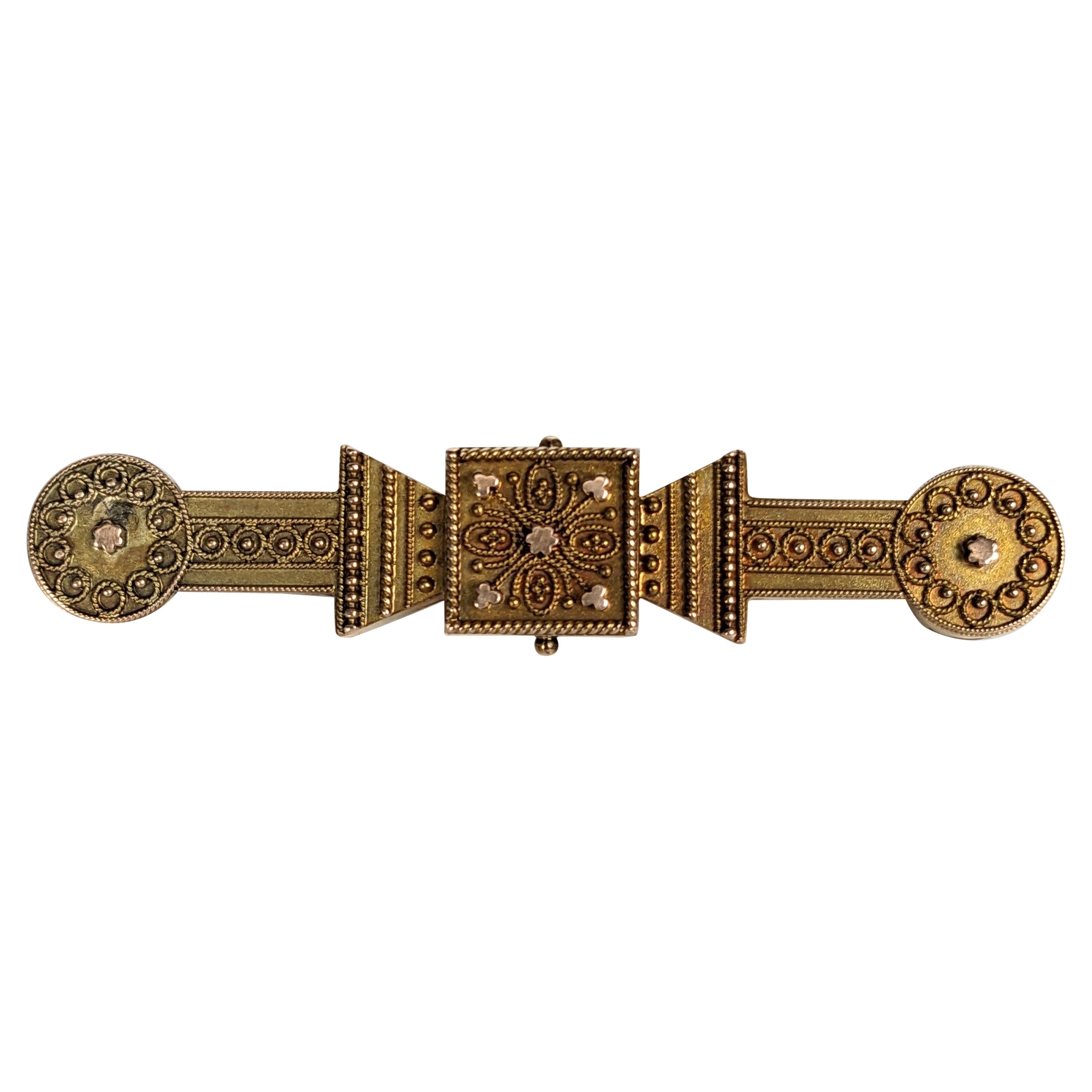 Viktorianische Gold Etrusker Bar Pin im Angebot