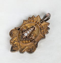 Victorian Gold Etruscan Locket with Pearls