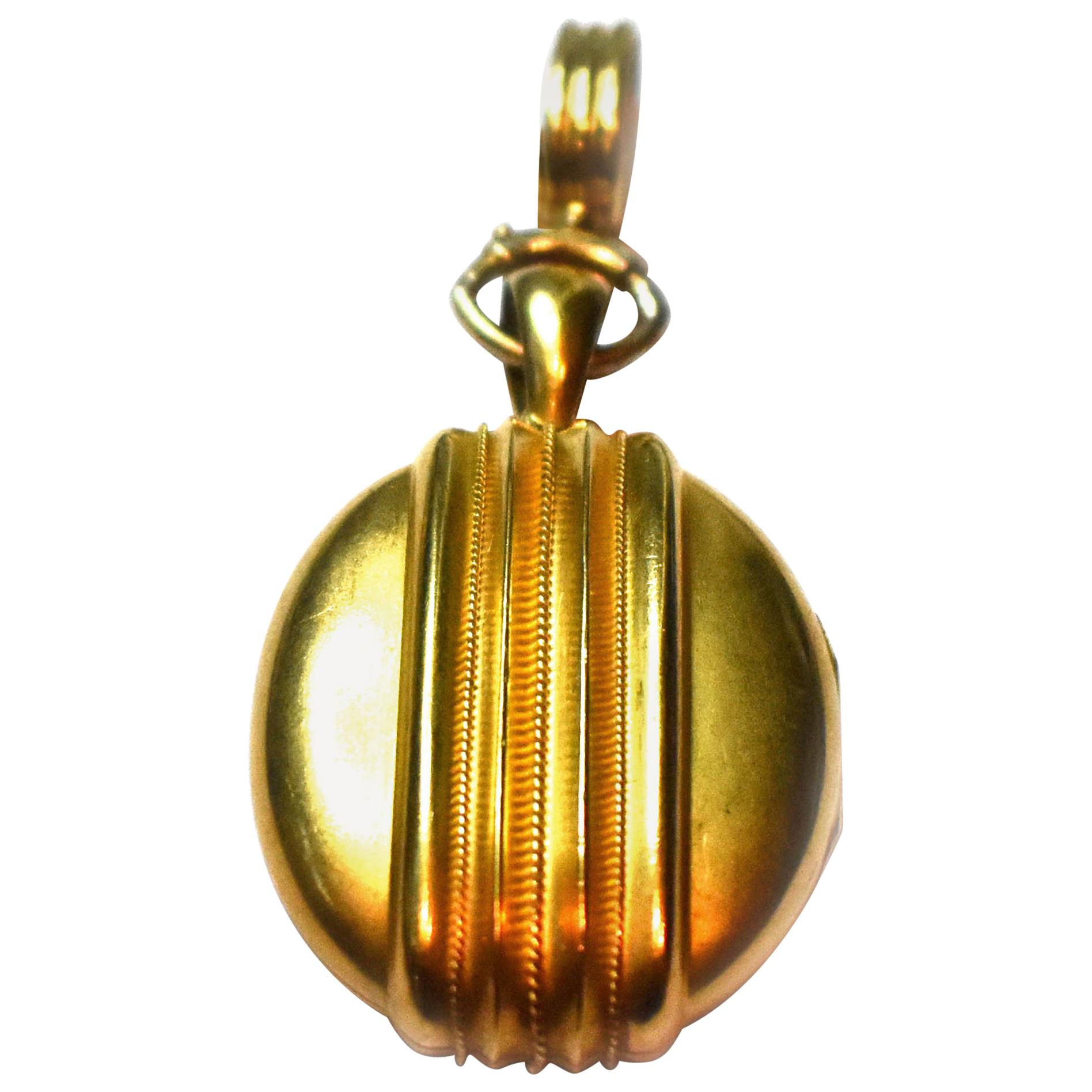 Victorian Gold Etruscan Style Locket, circa 1875 For Sale