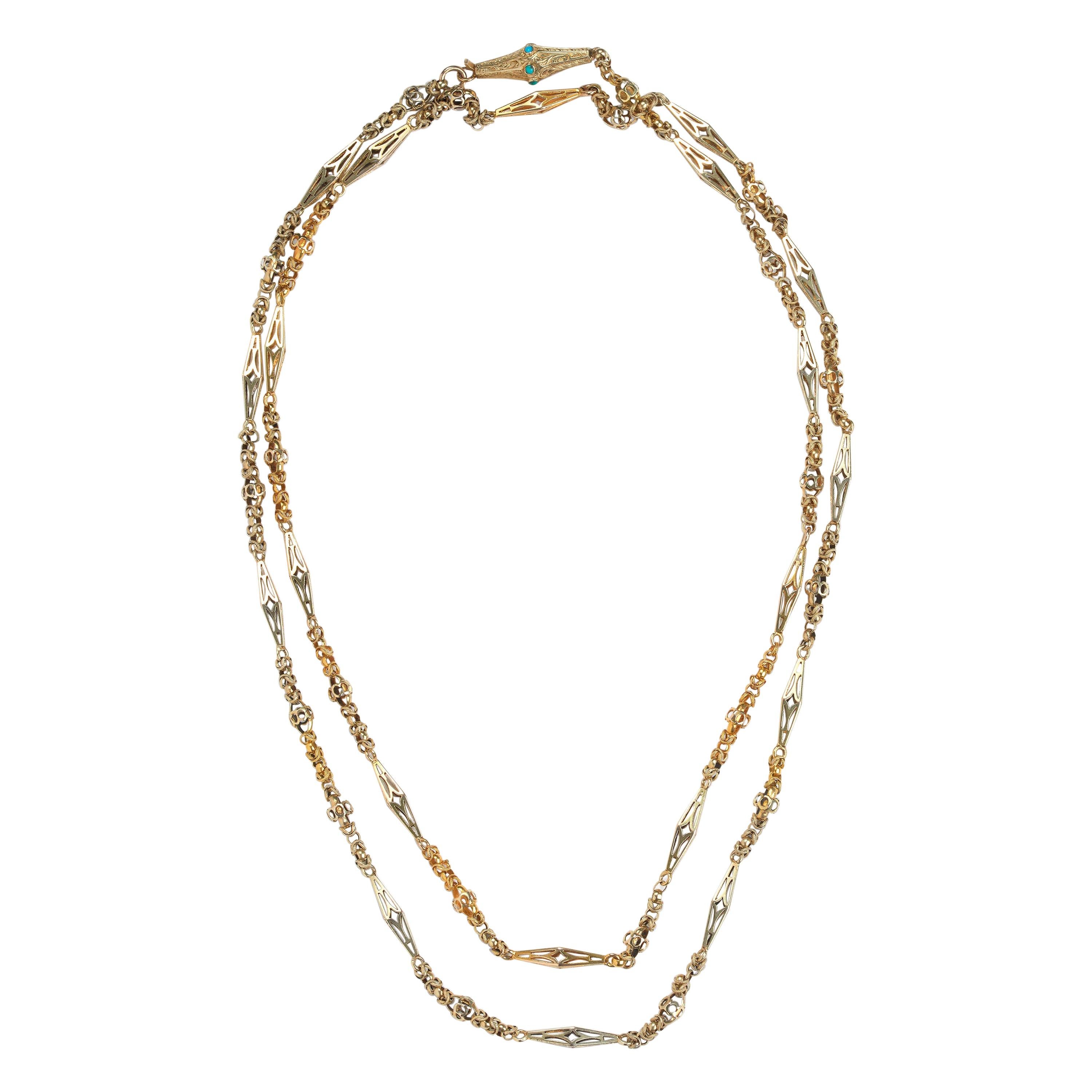 Victorian 9 Carat Gold Rope Twist Link Necklace at 1stDibs