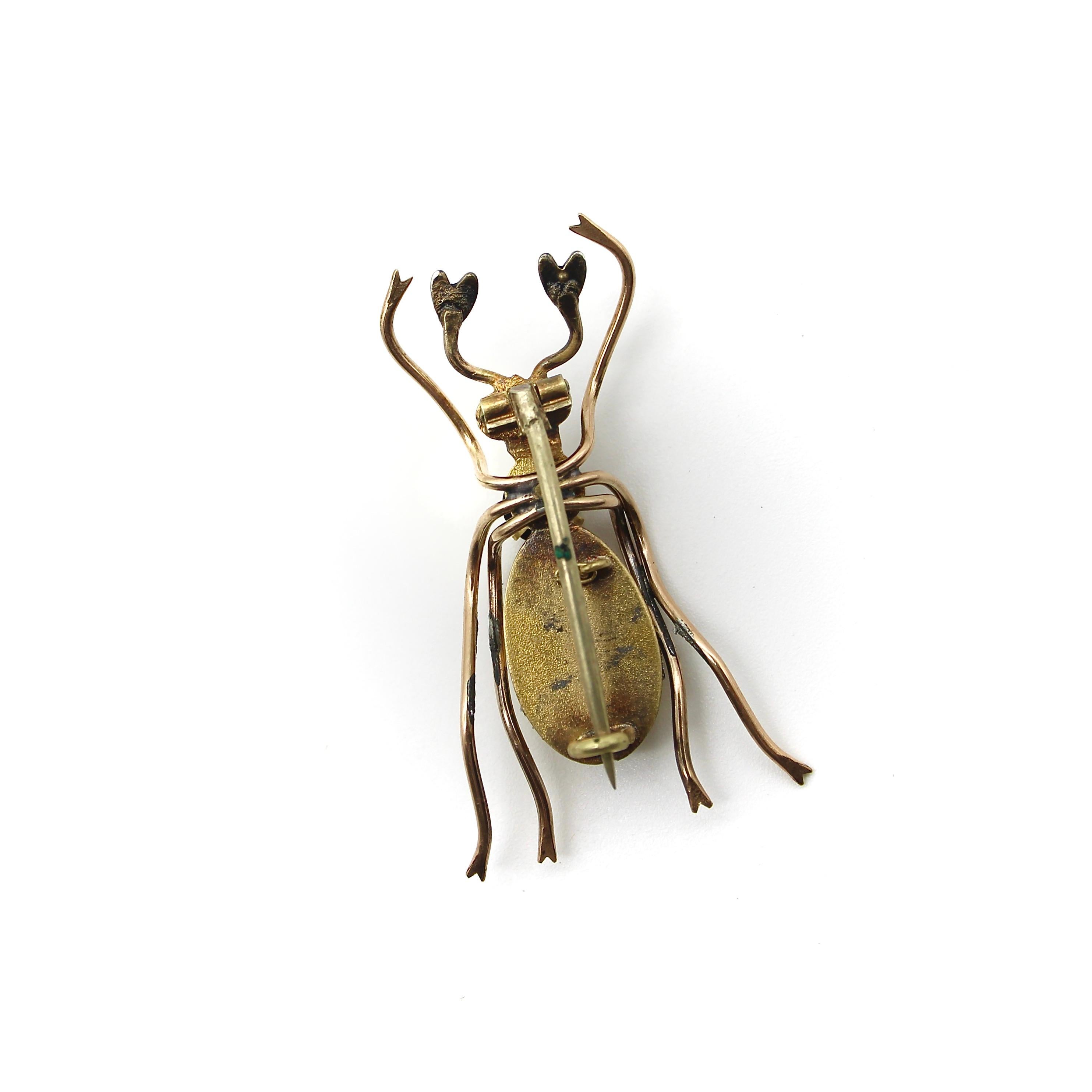 This Victorian brooch is emblematic of the naturalism found in jewelry from the late 19th century. Bugs were a popular motif, and the beetle was a particularly important symbol, representing renewal and transformation. The quintessential Victorian