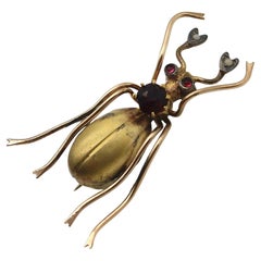 Victorian Gold Fill Beetle Brooch