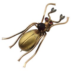 Victorian Gold Fill Beetle Brooch 