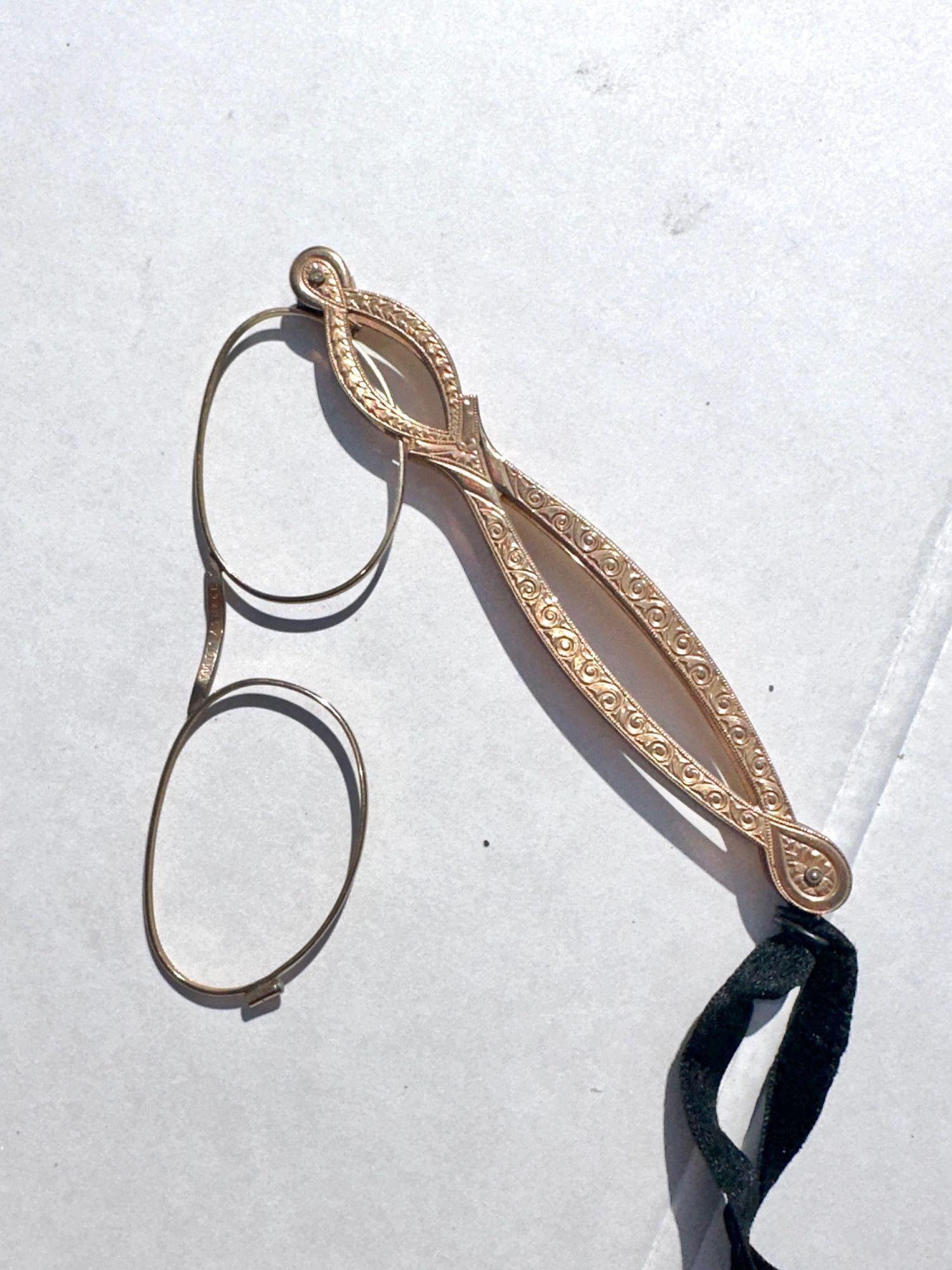 Metal Victorian Gold Filled 1/10 12K Lorgnette Made by Society For Sale