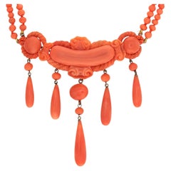 Victorian Gold-Filled Coral Festoon Necklace