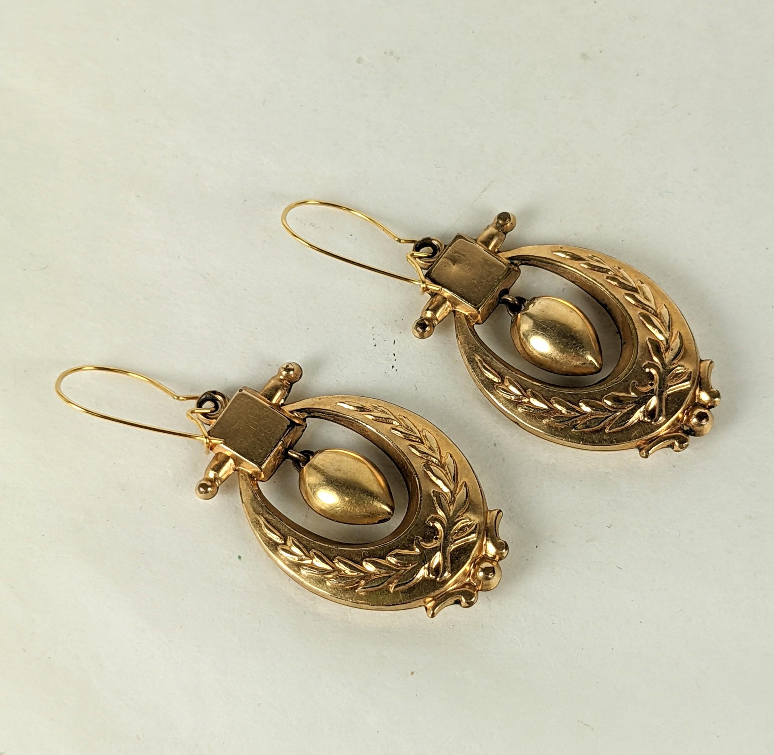 Victorian Gold Filled Dangle Earrings In Good Condition For Sale In New York, NY